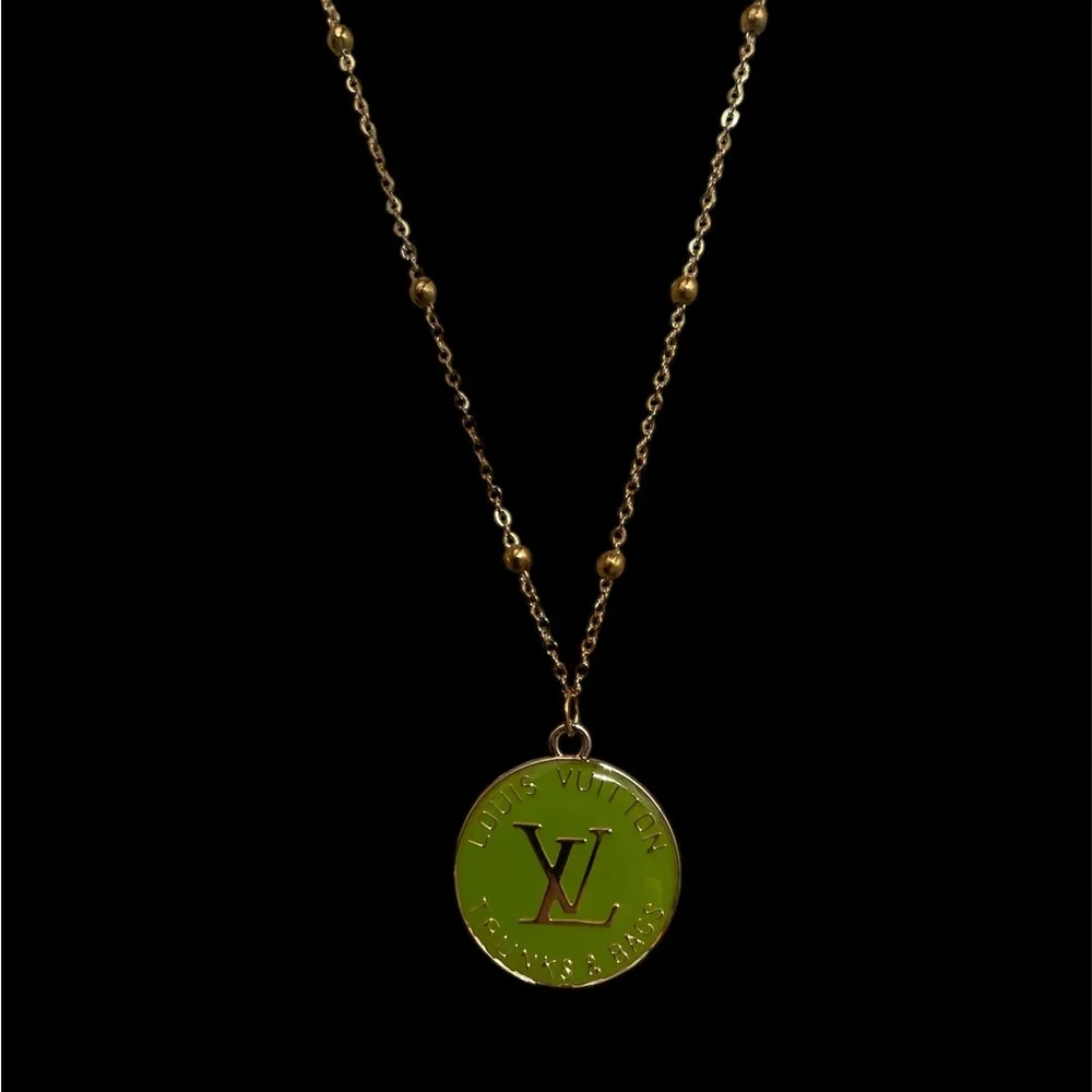 Up-Cycled Louis Vuitton Lime Green Trunks & Bags Necklace - Picture 1 of 3